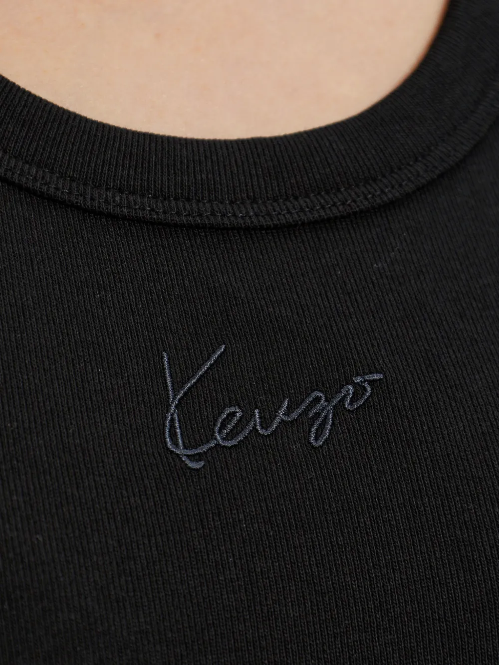 Kenzo Signature geribbelde katoenen top met geborduurd logo Zwart