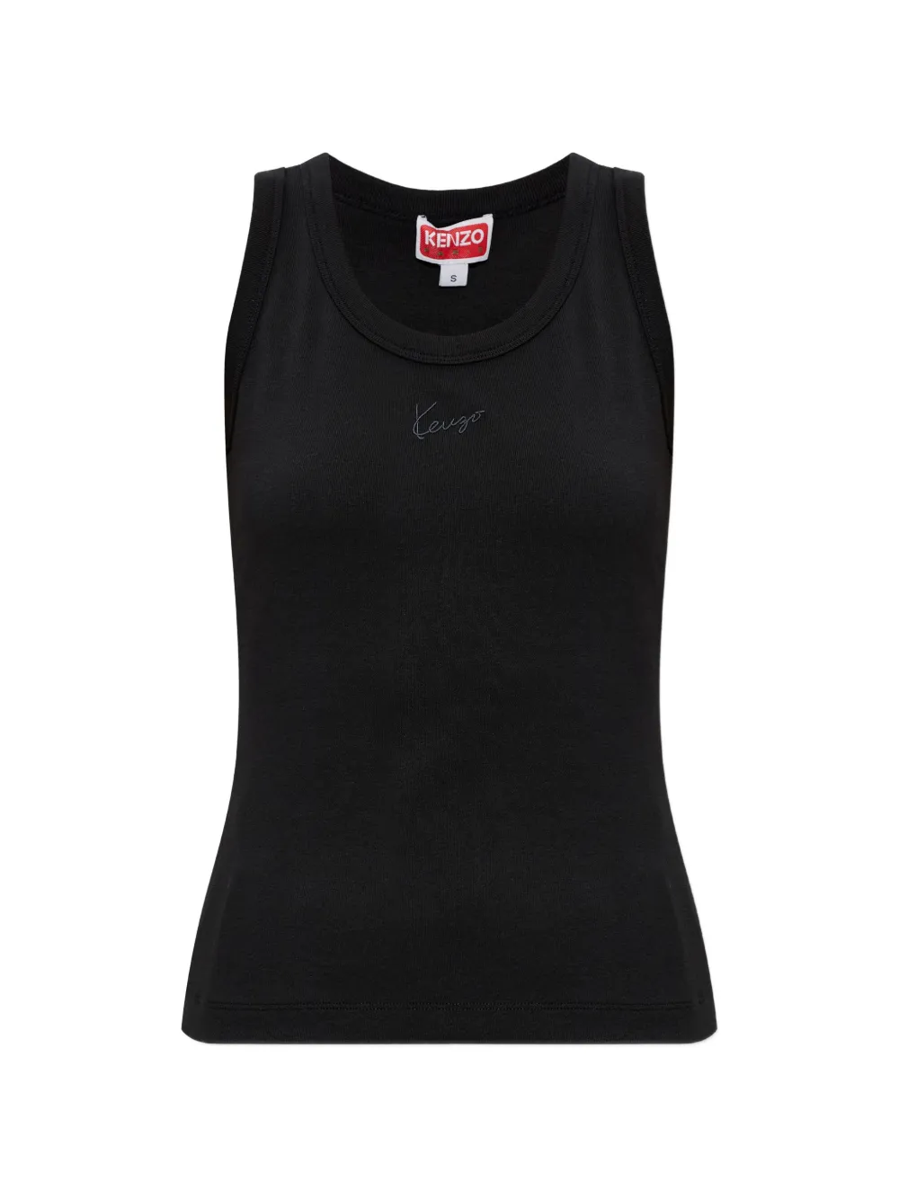 Kenzo Signature logo-embroidered ribbed cotton top - Nero