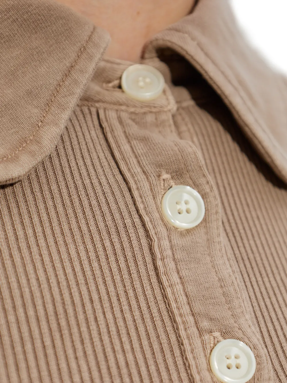 Citizens of Humanity Brea 60's geribbelde polotop met lange mouwen Beige