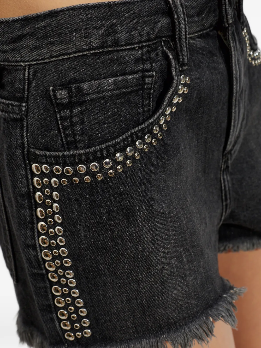 AllSaints Heidi shorts met studs en franje afwerking Zwart