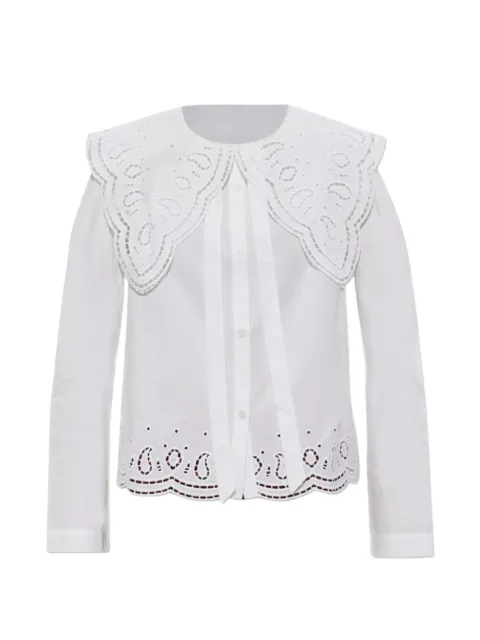 AllSaints blusa Marie con bordado inglés y dobladillo festoneado