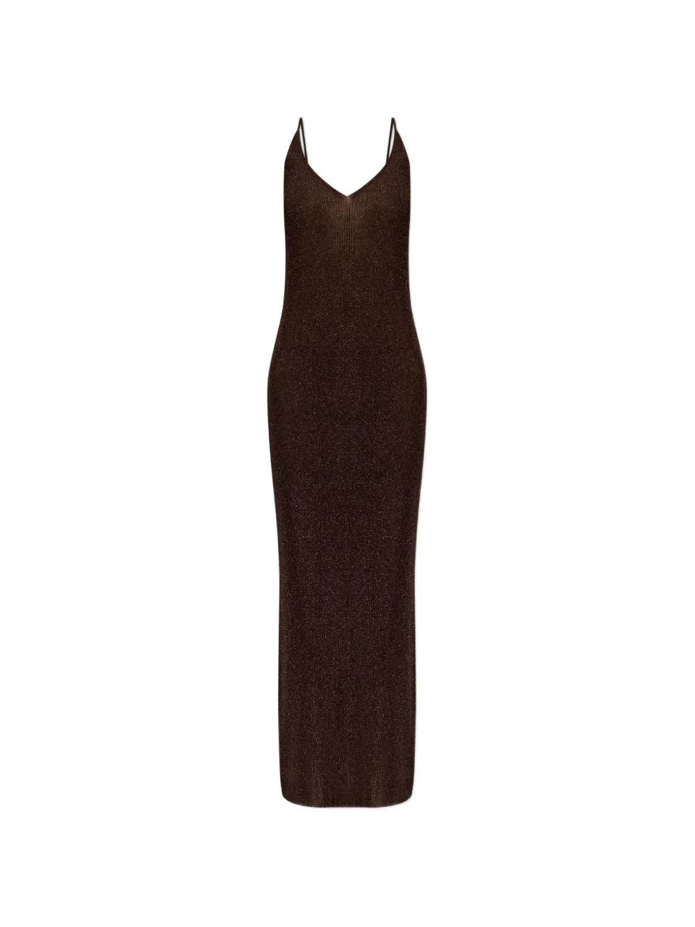 Gestuz Metallic-effect Ribbed-knit Dress In Brown