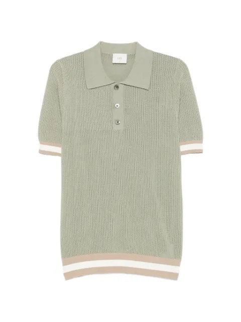 CHÉ pointelle-knit striped-trim polo shirt