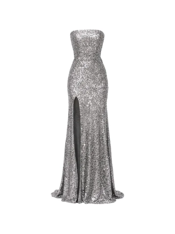 grey sequin maxi dress Sleeveless High Neck Cut Out Back Maxi Dress In Grey Sheer Sequin | EGO EU