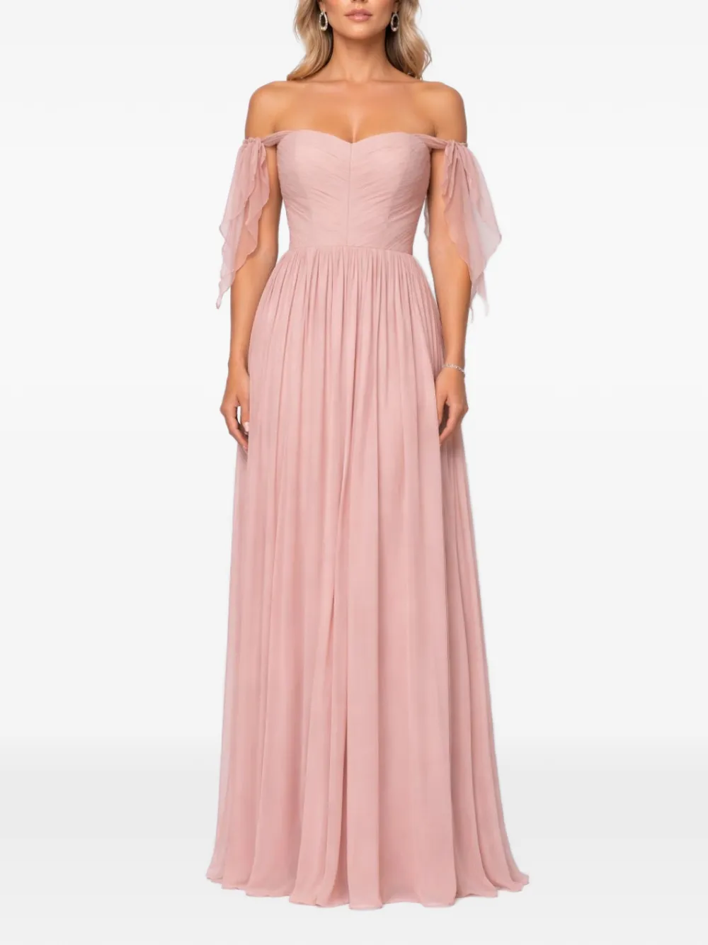 ROSERRY Elizabeth off-shoulder jurk met veters Roze