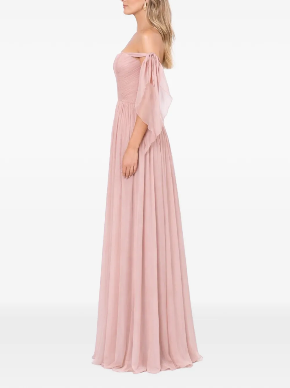 ROSERRY Elizabeth off-shoulder jurk met veters Roze