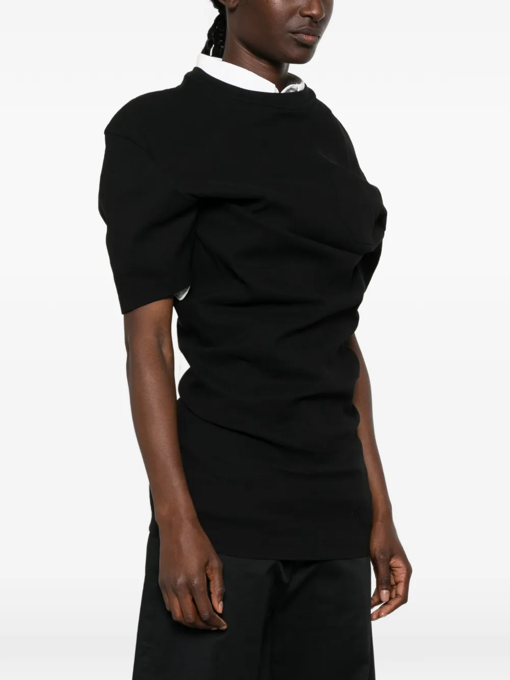 Issey Miyake Gedrapeerde mini-jurk met zak en rits aan de achterkant Zwart