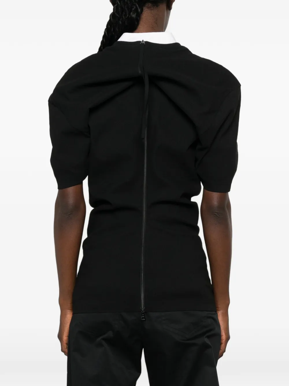 Issey Miyake Gedrapeerde mini-jurk met zak en rits aan de achterkant Zwart