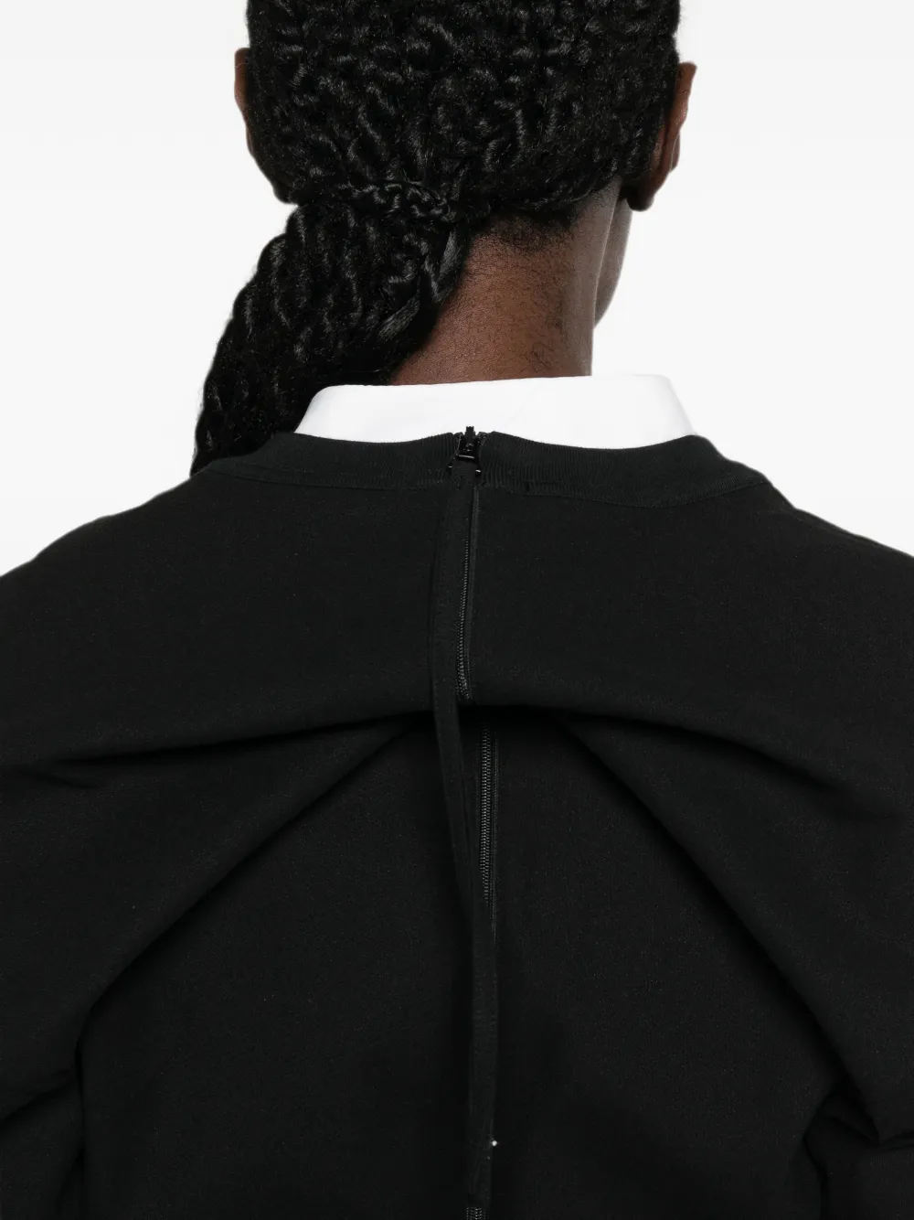 Issey Miyake Gedrapeerde mini-jurk met zak en rits aan de achterkant Zwart