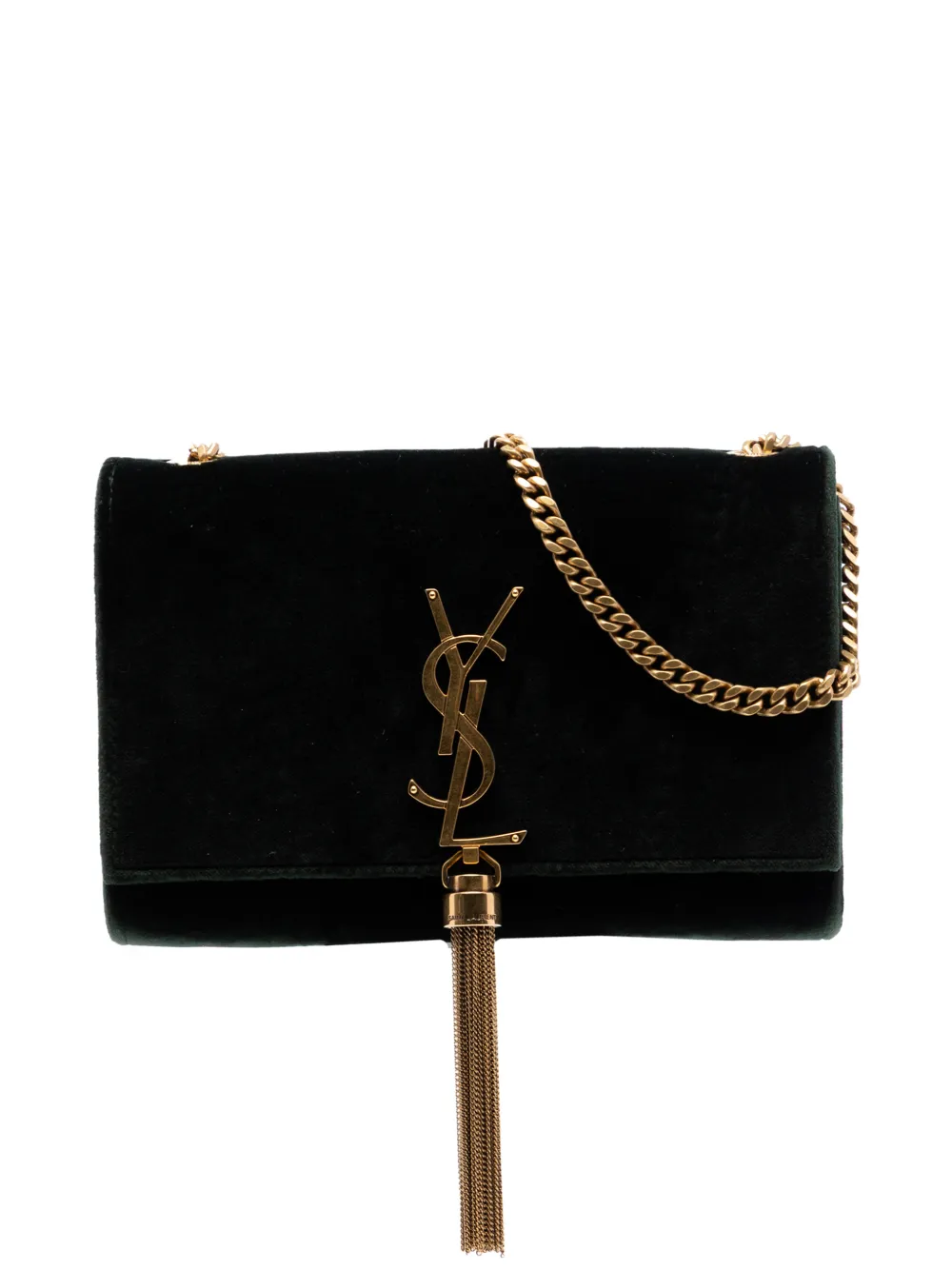 Saint Laurent Pre-Owned 2018 Small Velvet Monogram Kate Tassel crossbody bag - Grün