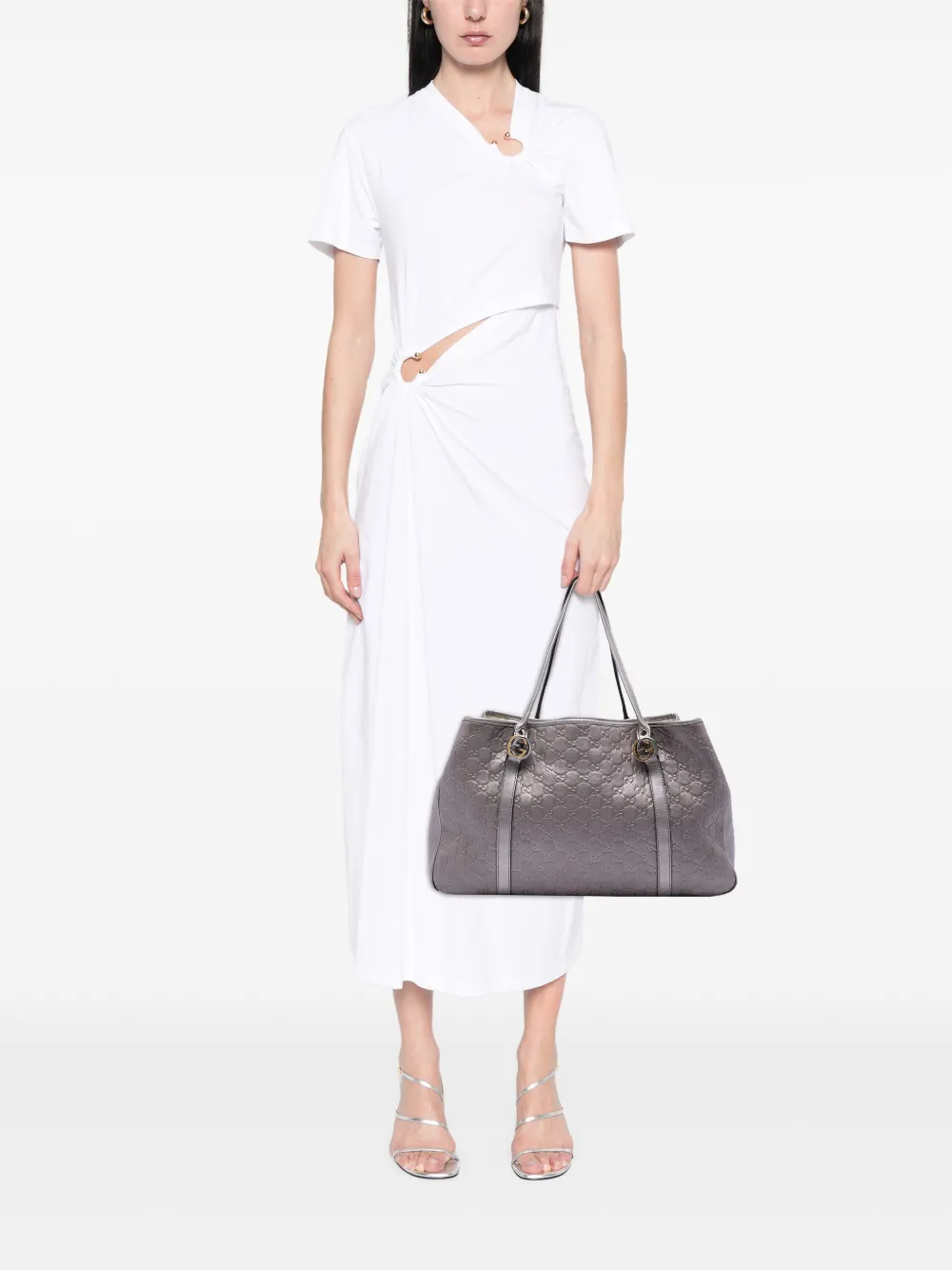  Gucci Pre-owned Grand Sac Cabas Twins Guccissima Métallisé (2016-2026) - Violet 