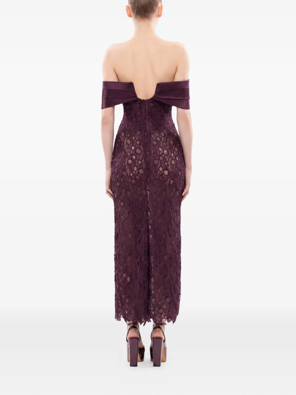 Saiid Kobeisy Off-shoulder maxi-jurk met kant Paars