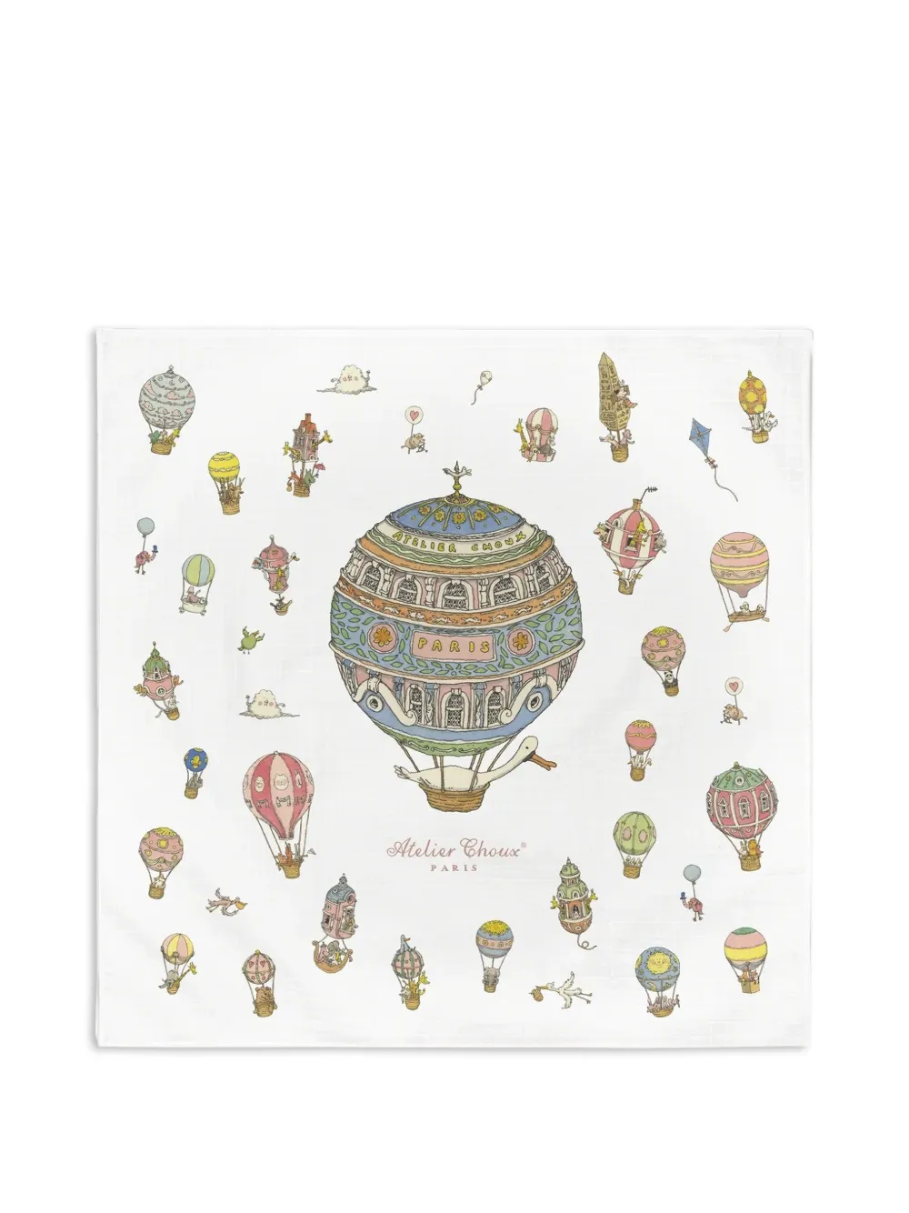 Atelier Choux Coperta Hot Air Balloons x Mattias Adolfsson - Bianco