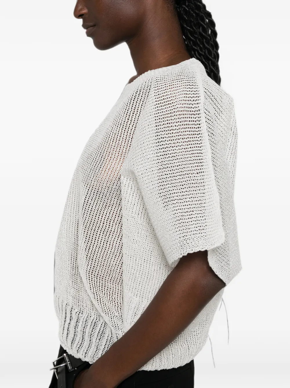 Issey Miyake Cialda opengebreid linnen T-shirt met korte mouwen Grijs