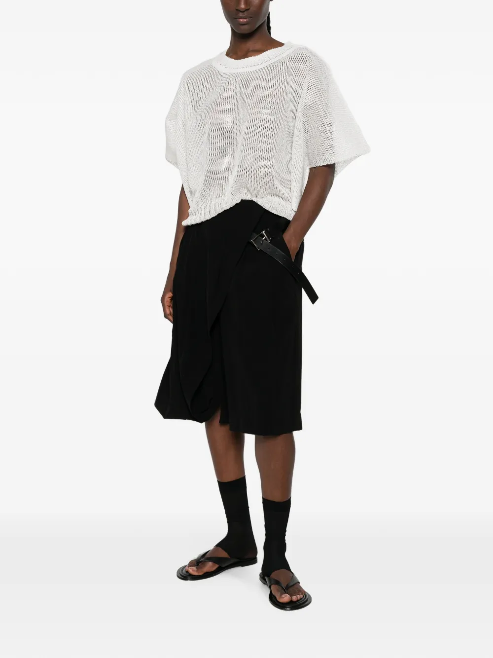 Issey Miyake Cialda opengebreid linnen T-shirt met korte mouwen Grijs