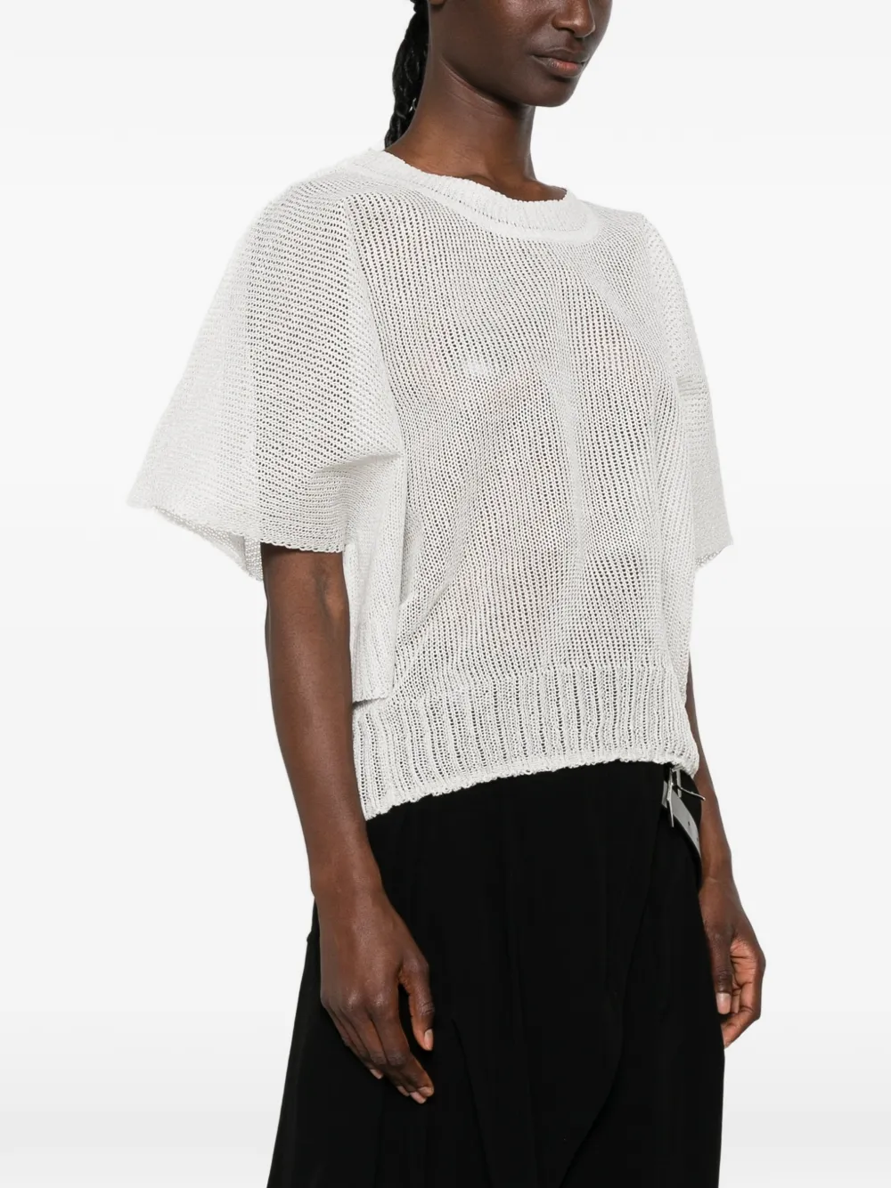 Issey Miyake Cialda opengebreid linnen T-shirt met korte mouwen Grijs