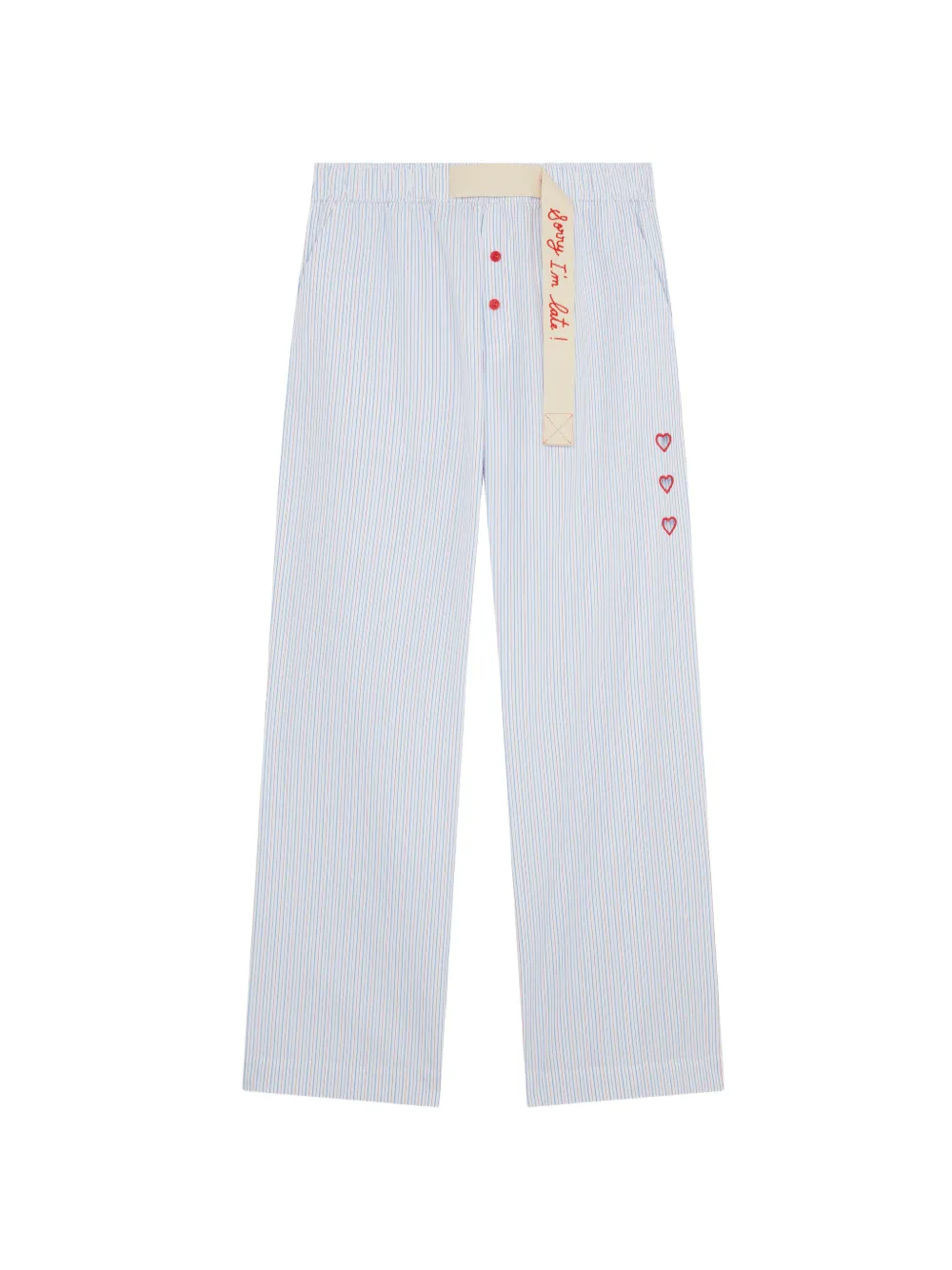 Mira Mikati stripe-pattern embroidered-heart trousers - Bianco