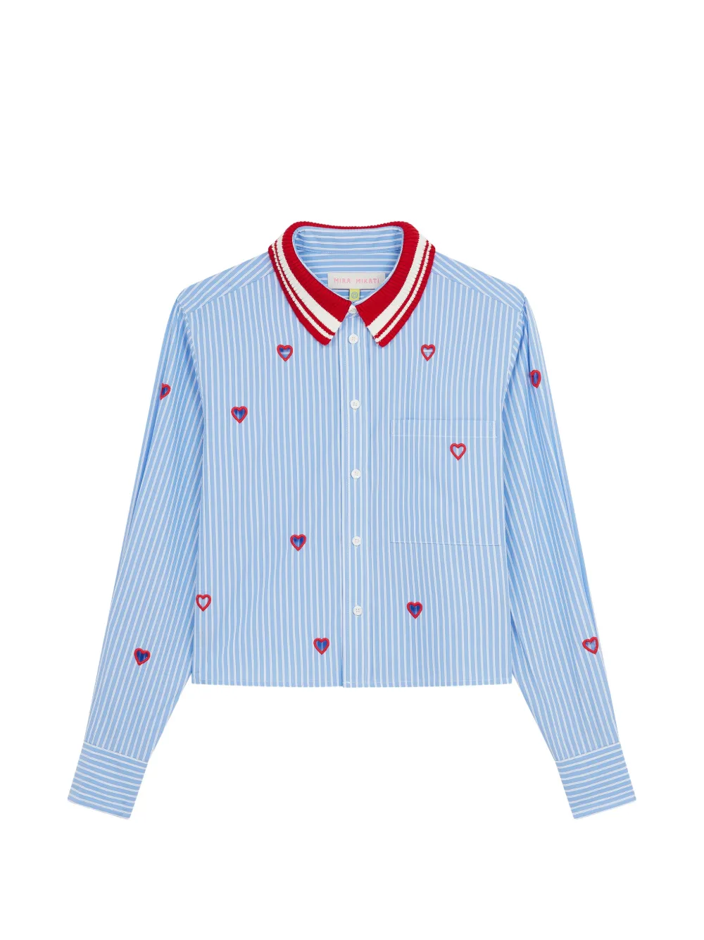 Mira Mikati heart-embroidered striped shirt - Blu