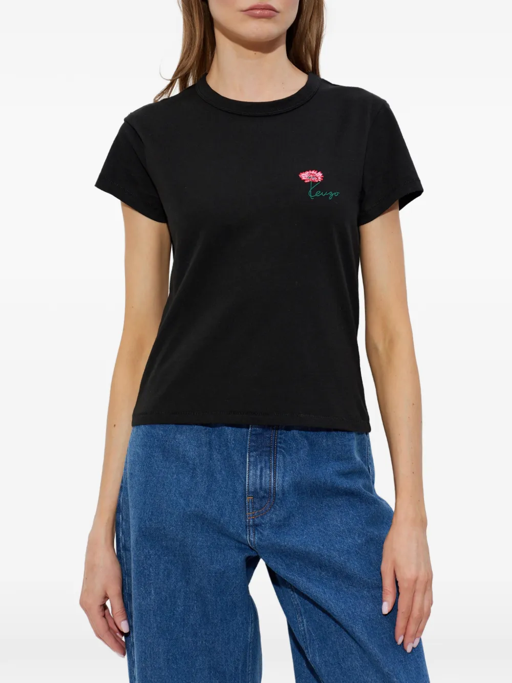 Kenzo Tulip katoenen T-shirt Zwart