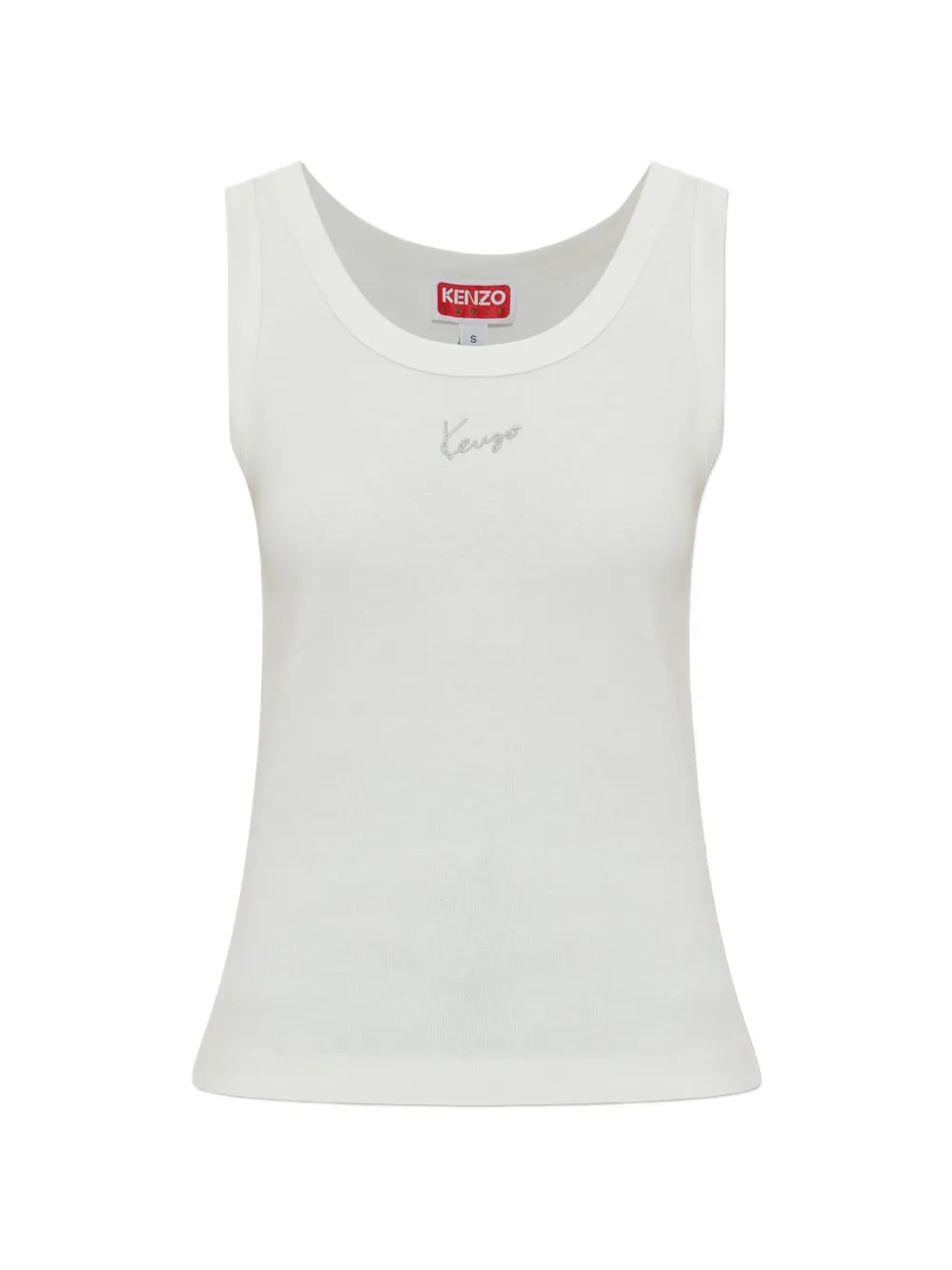 Kenzo Signature logo-embroidered cotton tank top - Toni neutri