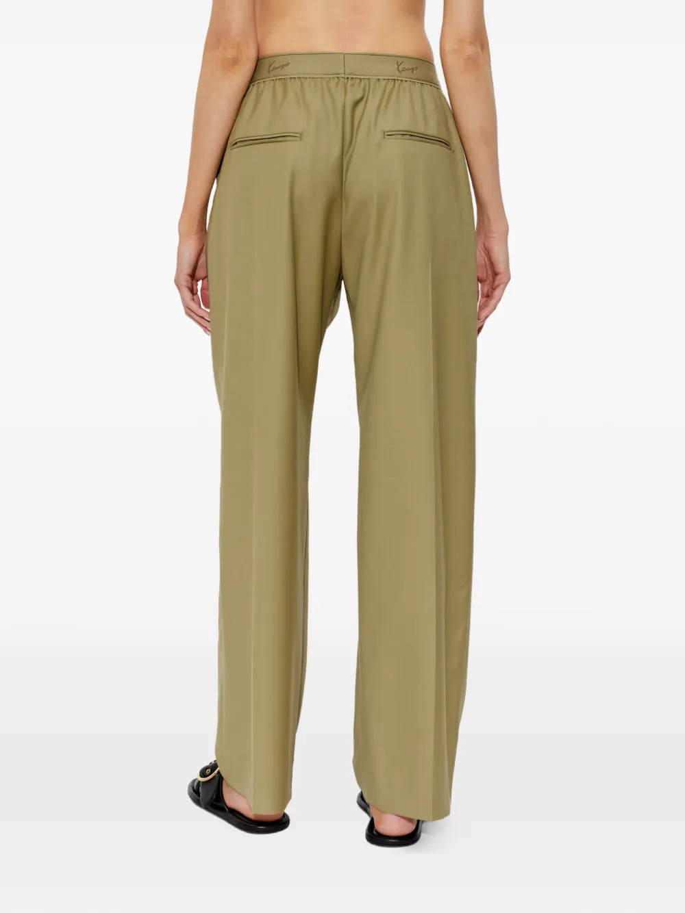 Kenzo Wollen broek met logoband Groen