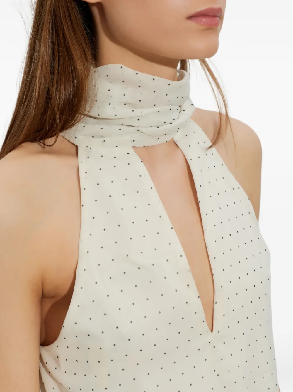 Gestuz Dorah blouse met halternek en stippen Wit