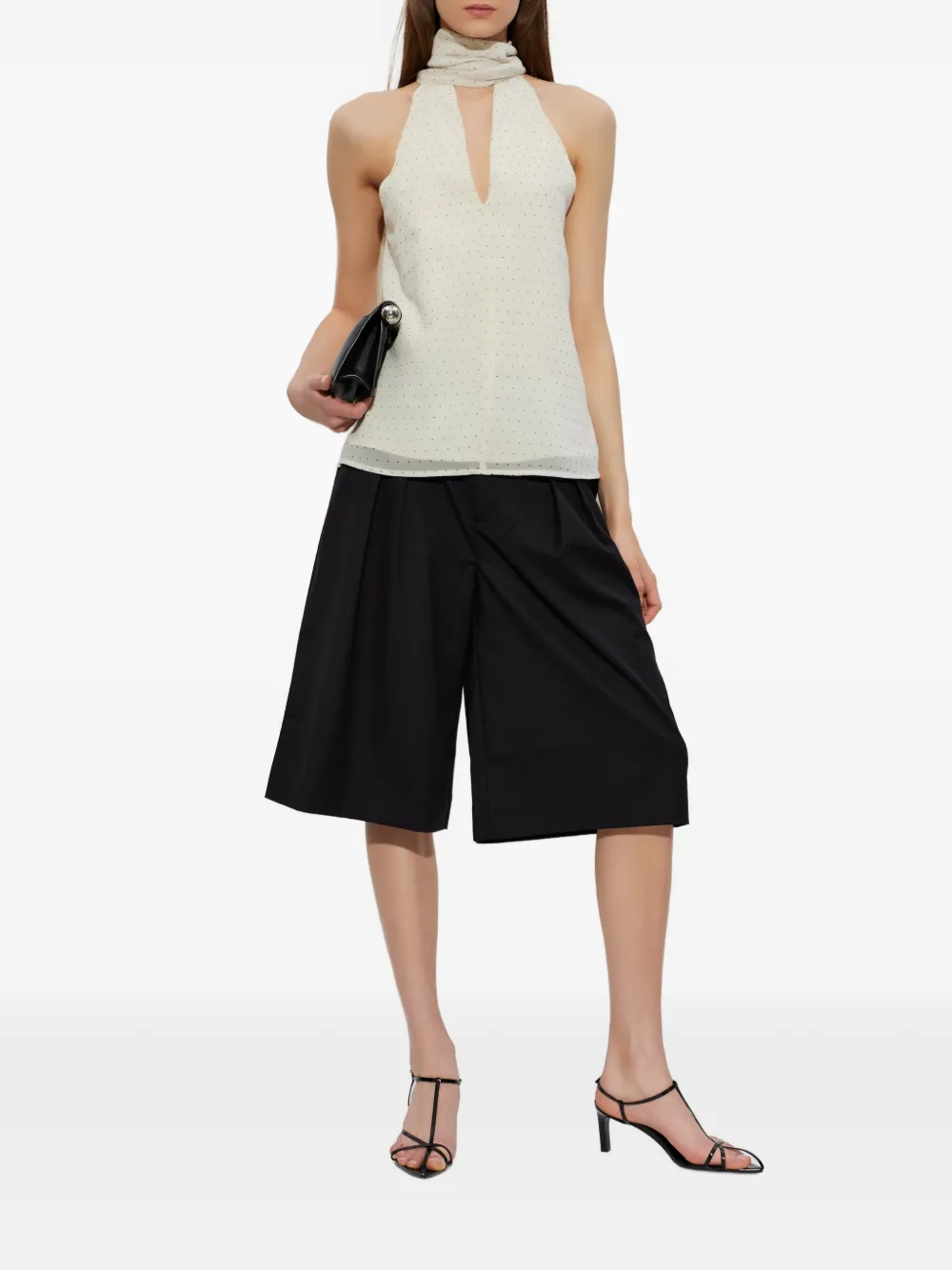 Gestuz Dorah blouse met halternek en stippen Wit