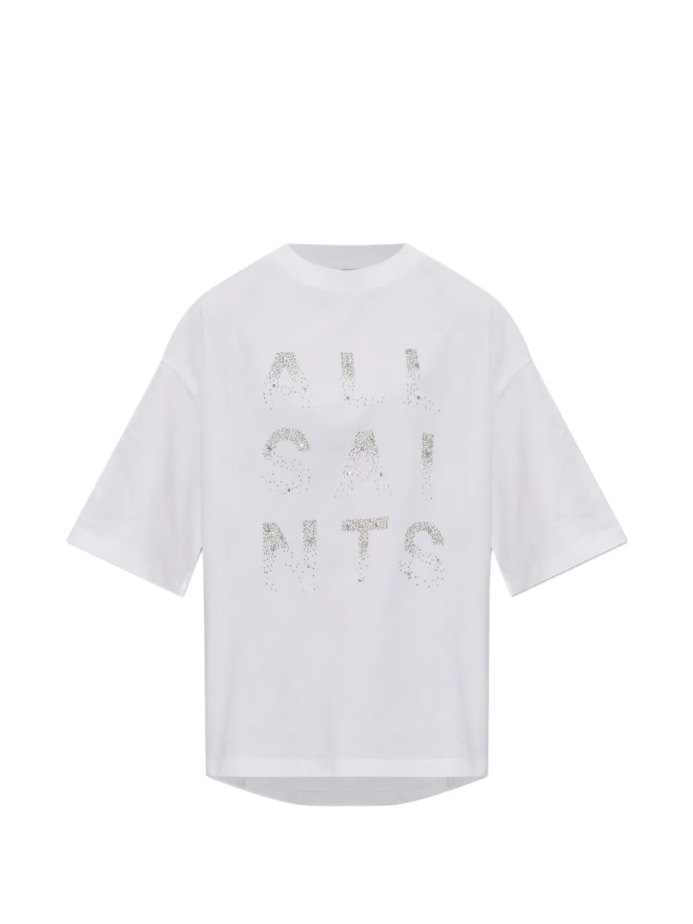 Allsaints Stacks Amelie Bead-embellished T-shirt In White