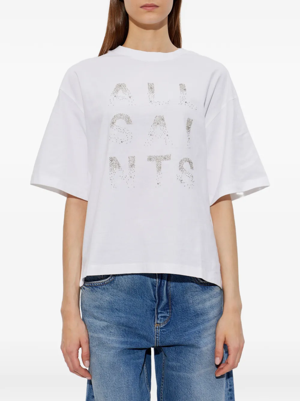 AllSaints Stacks Amelie T-shirt verfraaid met kralen Wit