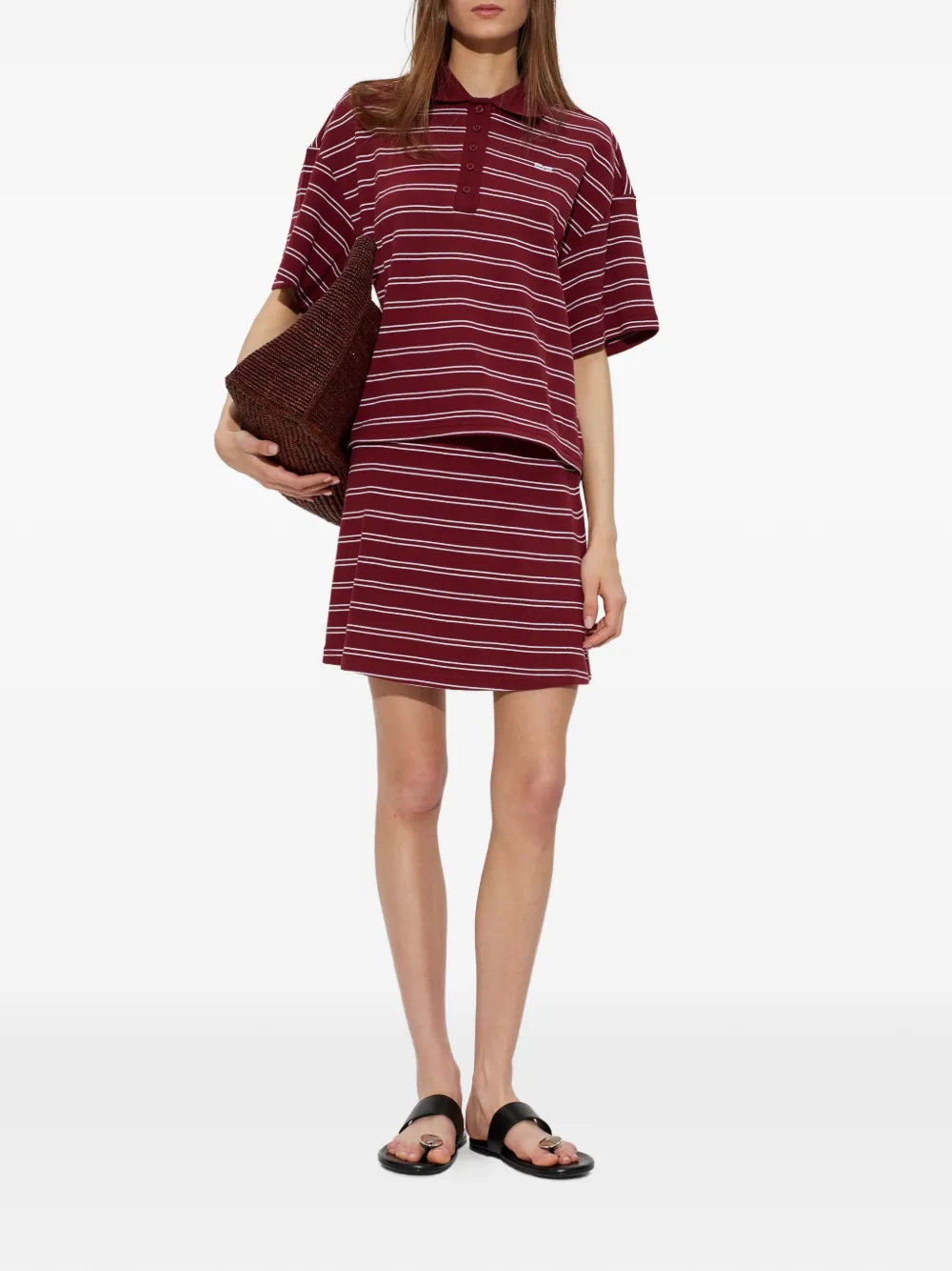 Gestuz Pilova gestreept poloshirt met korte mouwen Rood