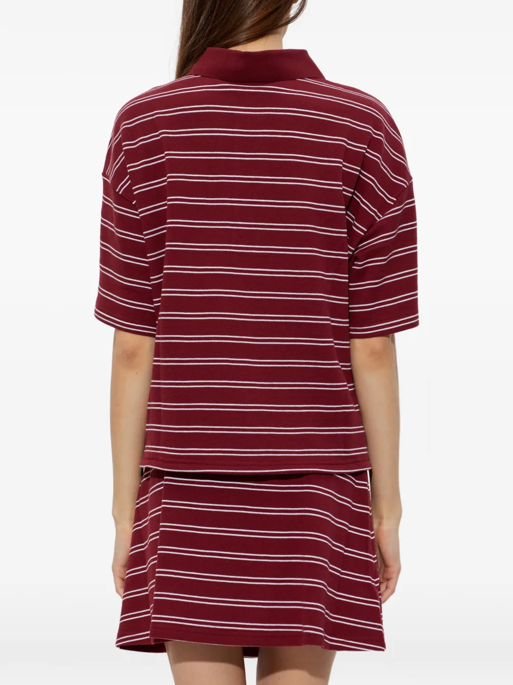 Gestuz Pilova gestreept poloshirt met korte mouwen Rood