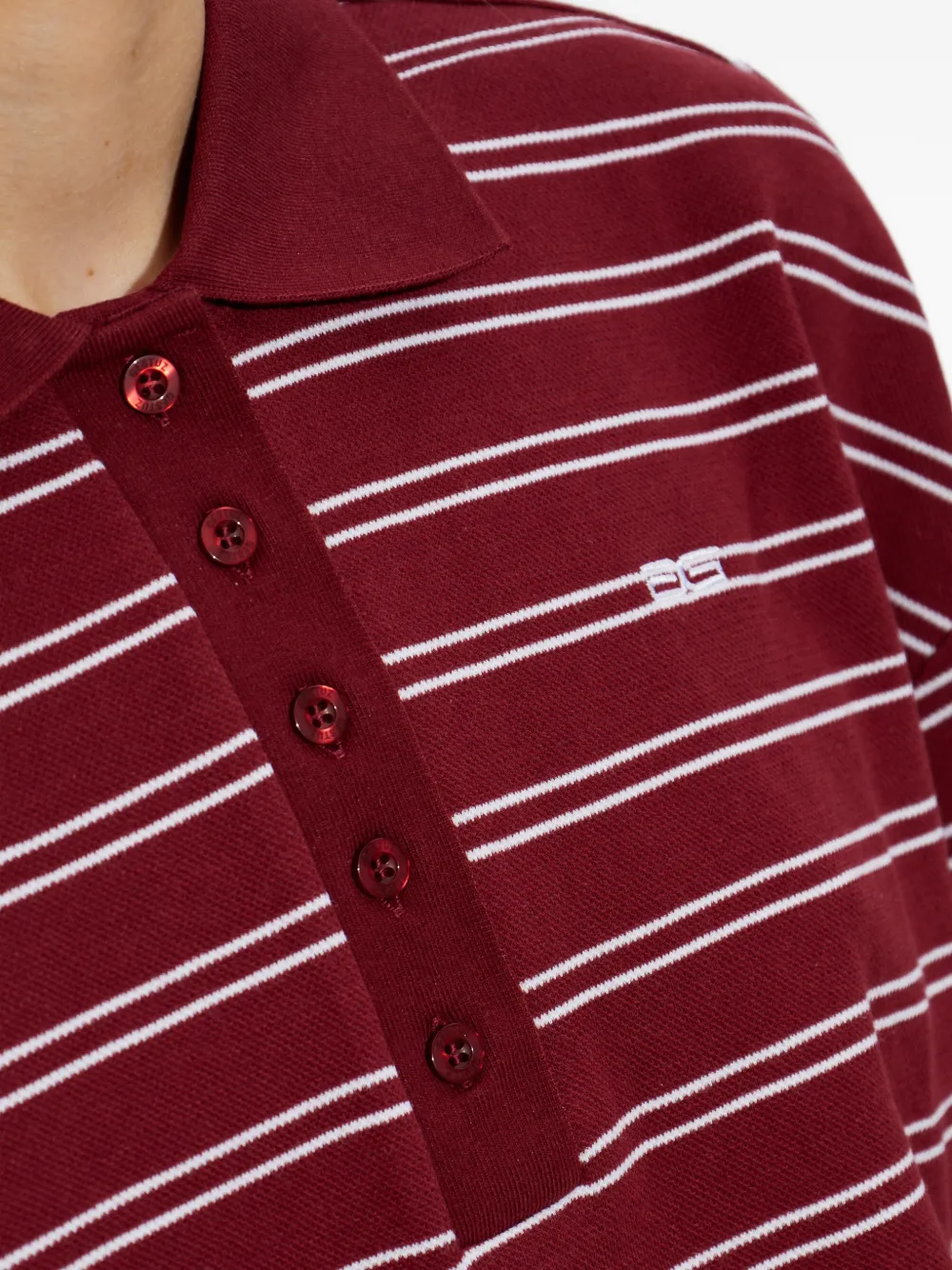 Gestuz Pilova gestreept poloshirt met korte mouwen Rood