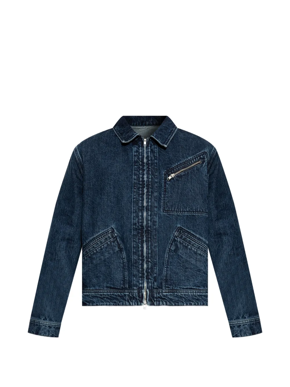 Kenzo logo-embroidered denim jacket - Blu