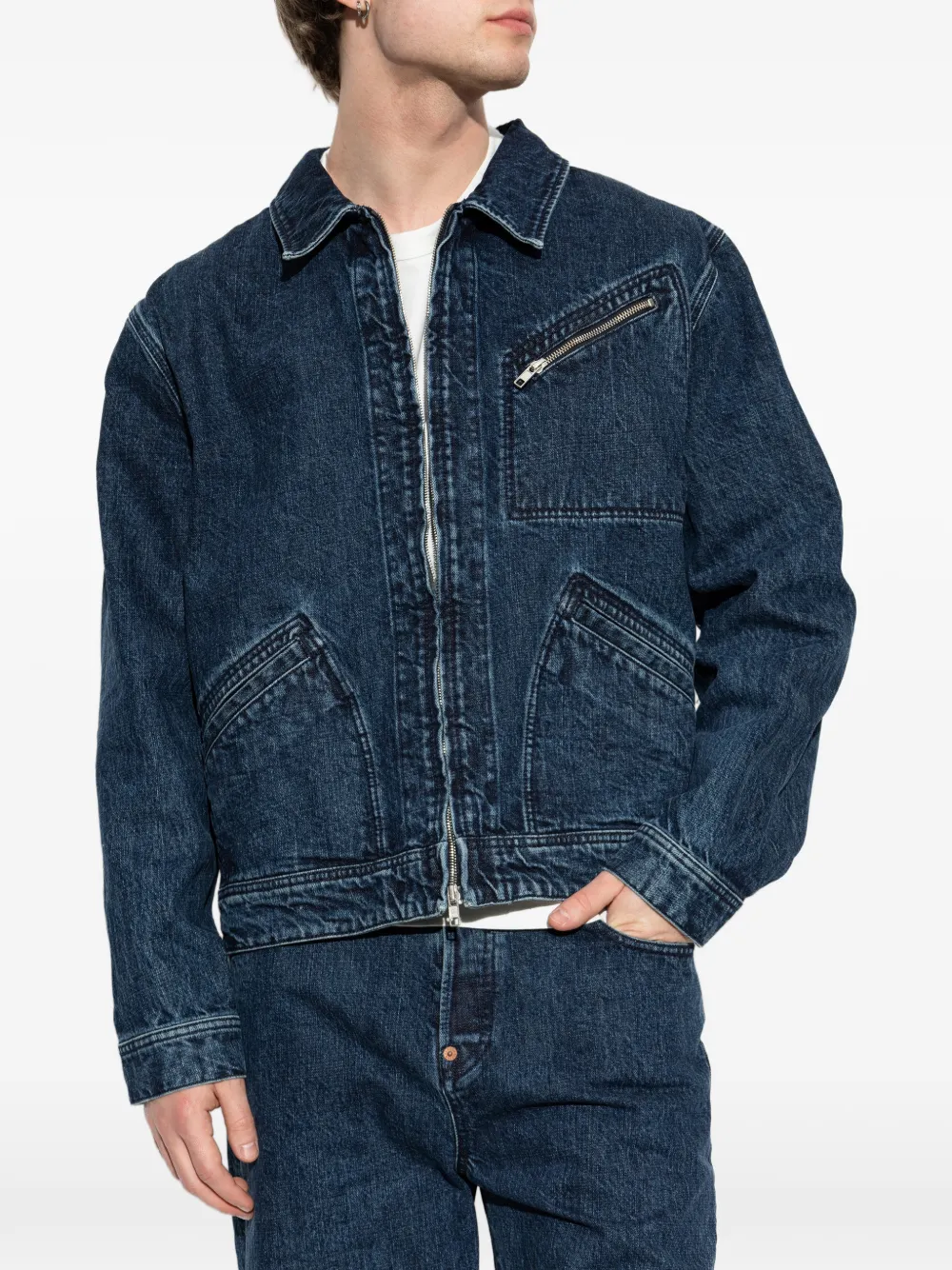 Kenzo Signature Utility denim jack met geborduurd logo Blauw