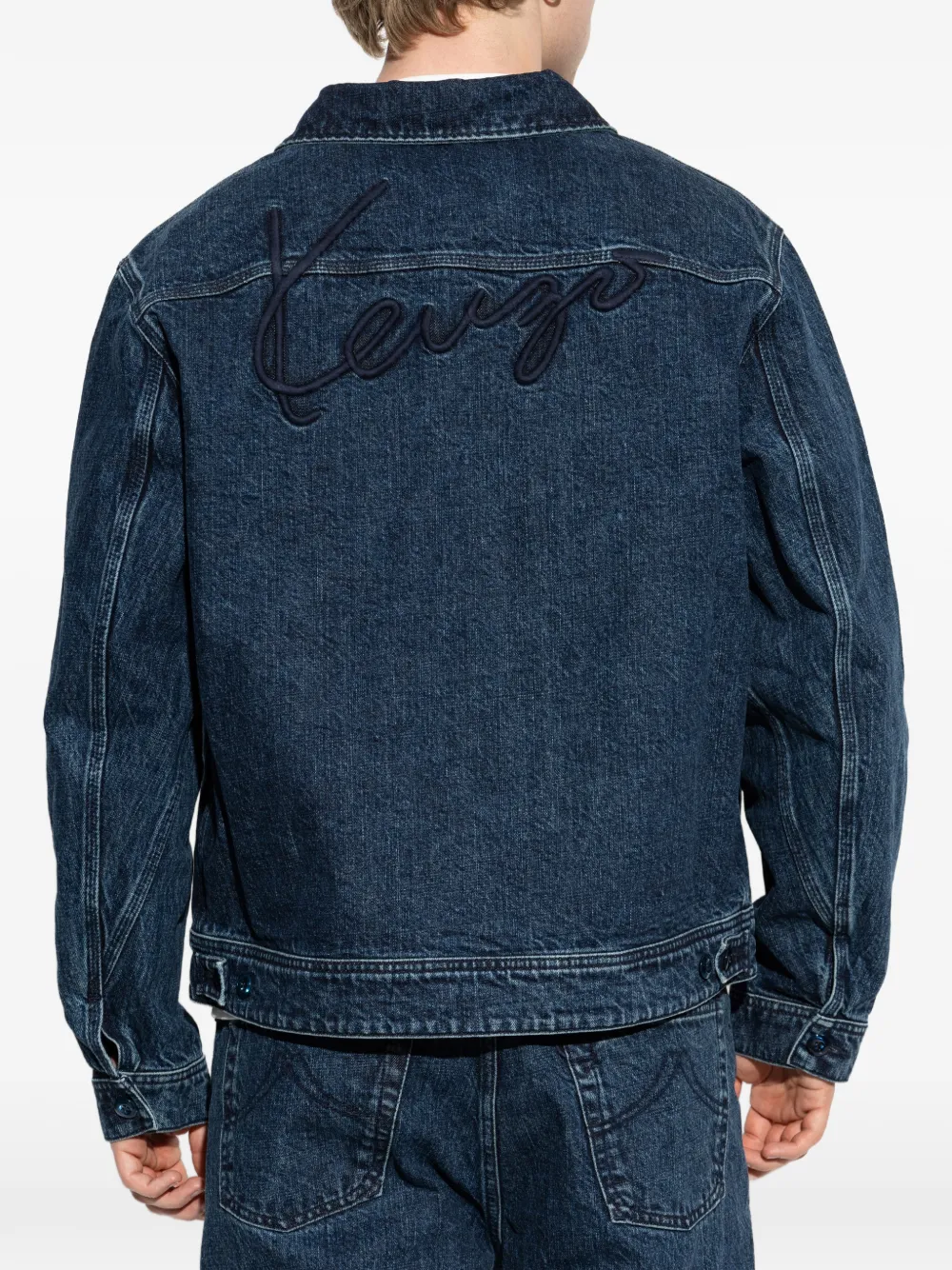 Kenzo Signature Utility denim jack met geborduurd logo Blauw