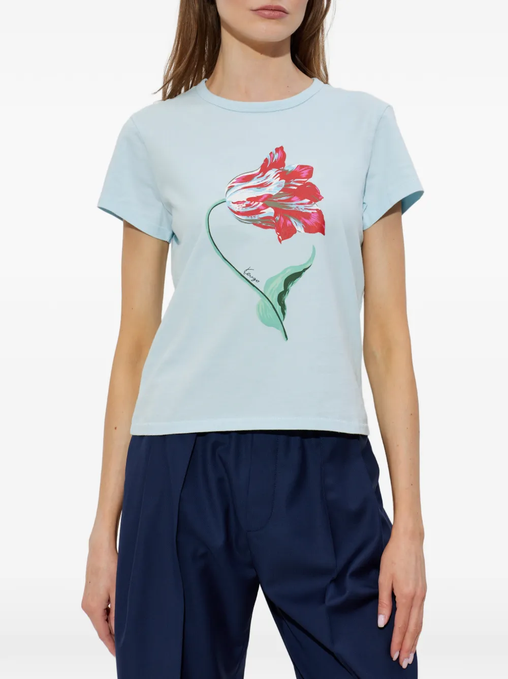 Kenzo Tulip katoenen T-shirt Blauw