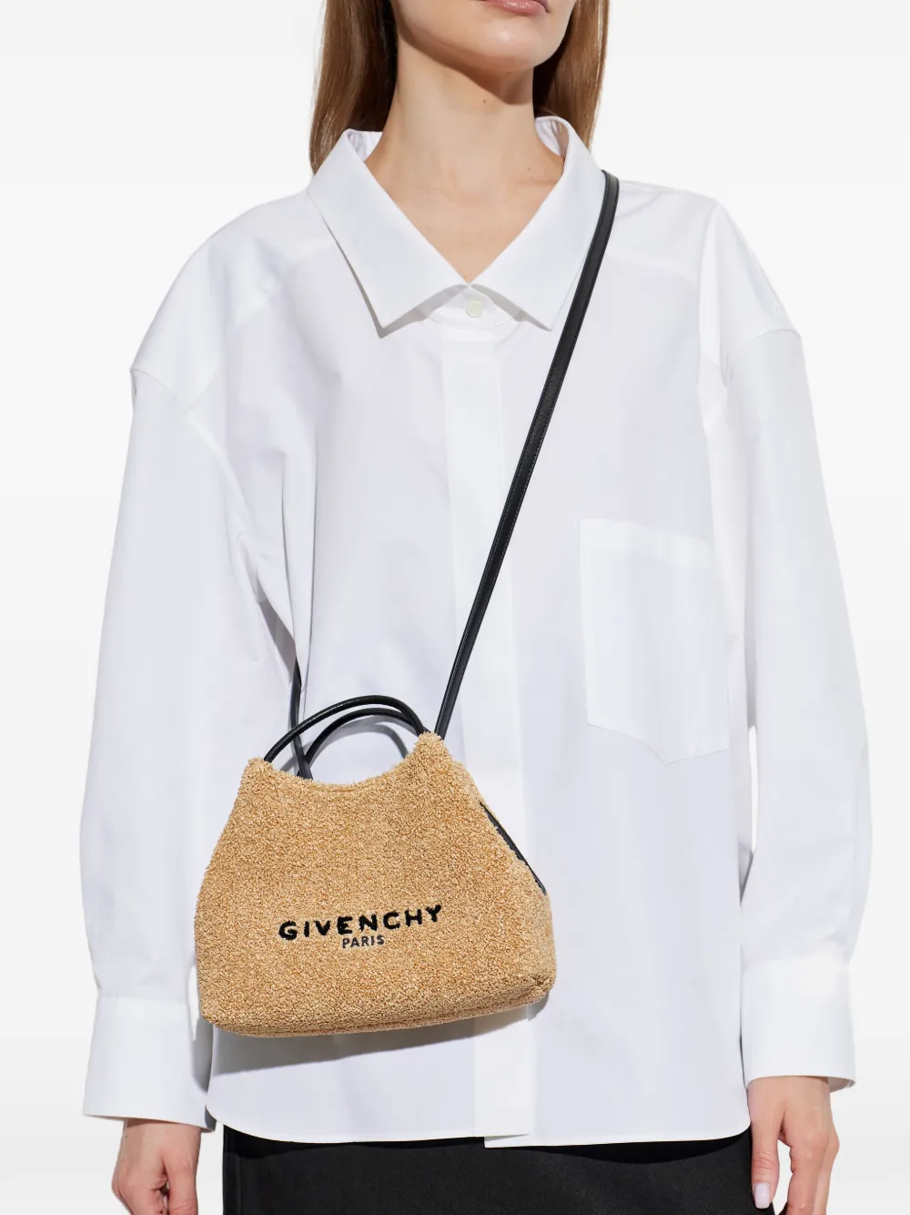 Givenchy Nano Facet shopper met geborduurd logo en raffia effect Beige