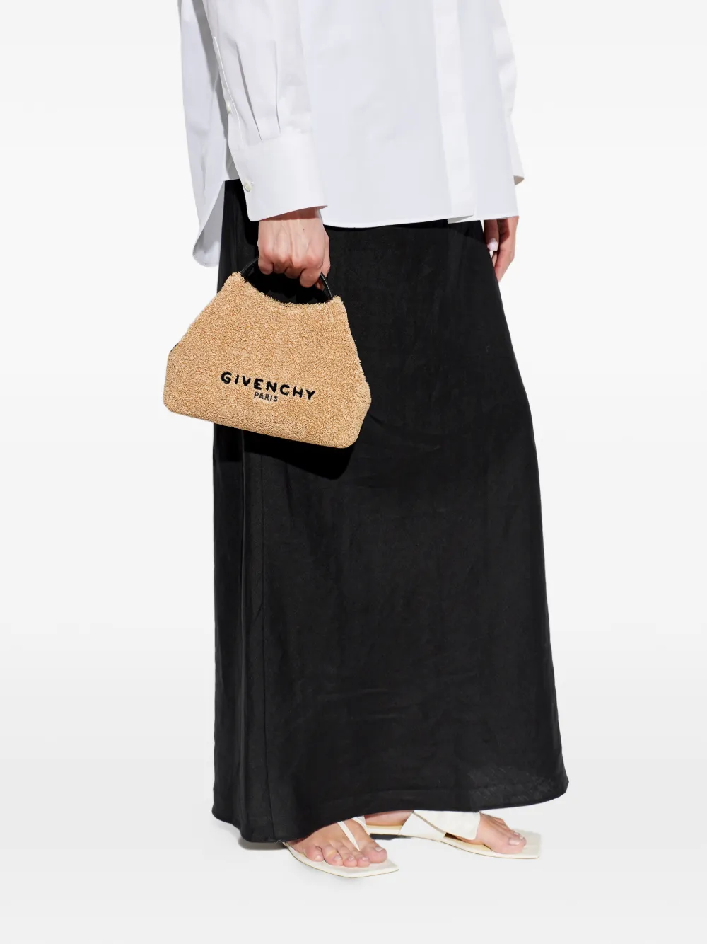 Givenchy Nano Facet shopper met geborduurd logo en raffia effect Beige