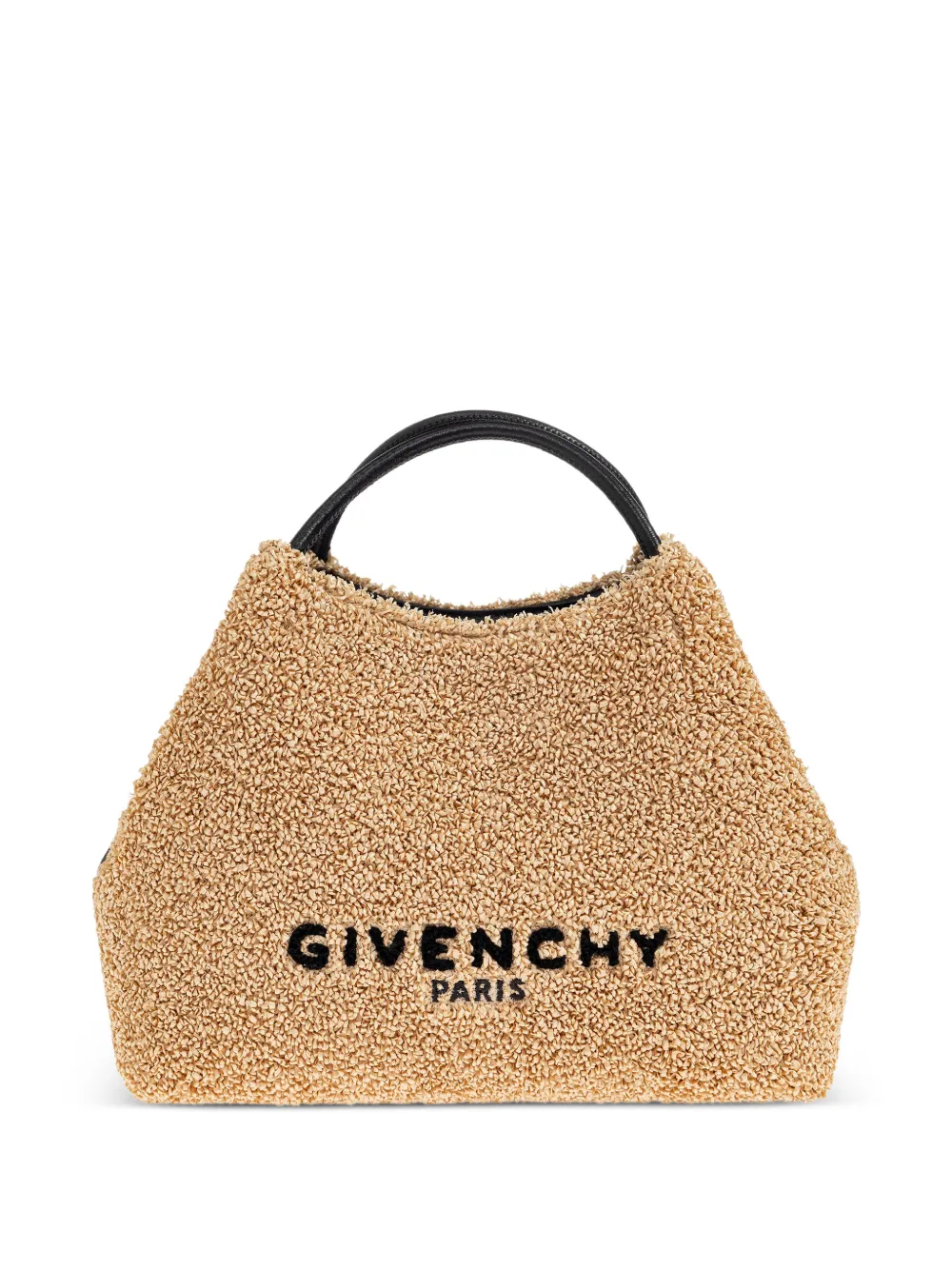 Givenchy Nano Facet logo-embroidered raffia-effect tote bag - Nude