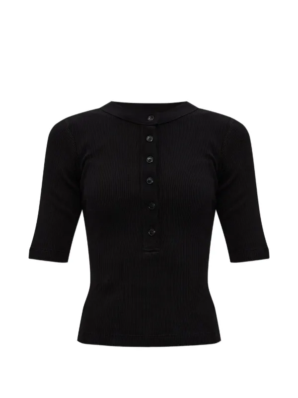 Citizens of Humanity Nali Ribbed-knit Button-up Top in Black