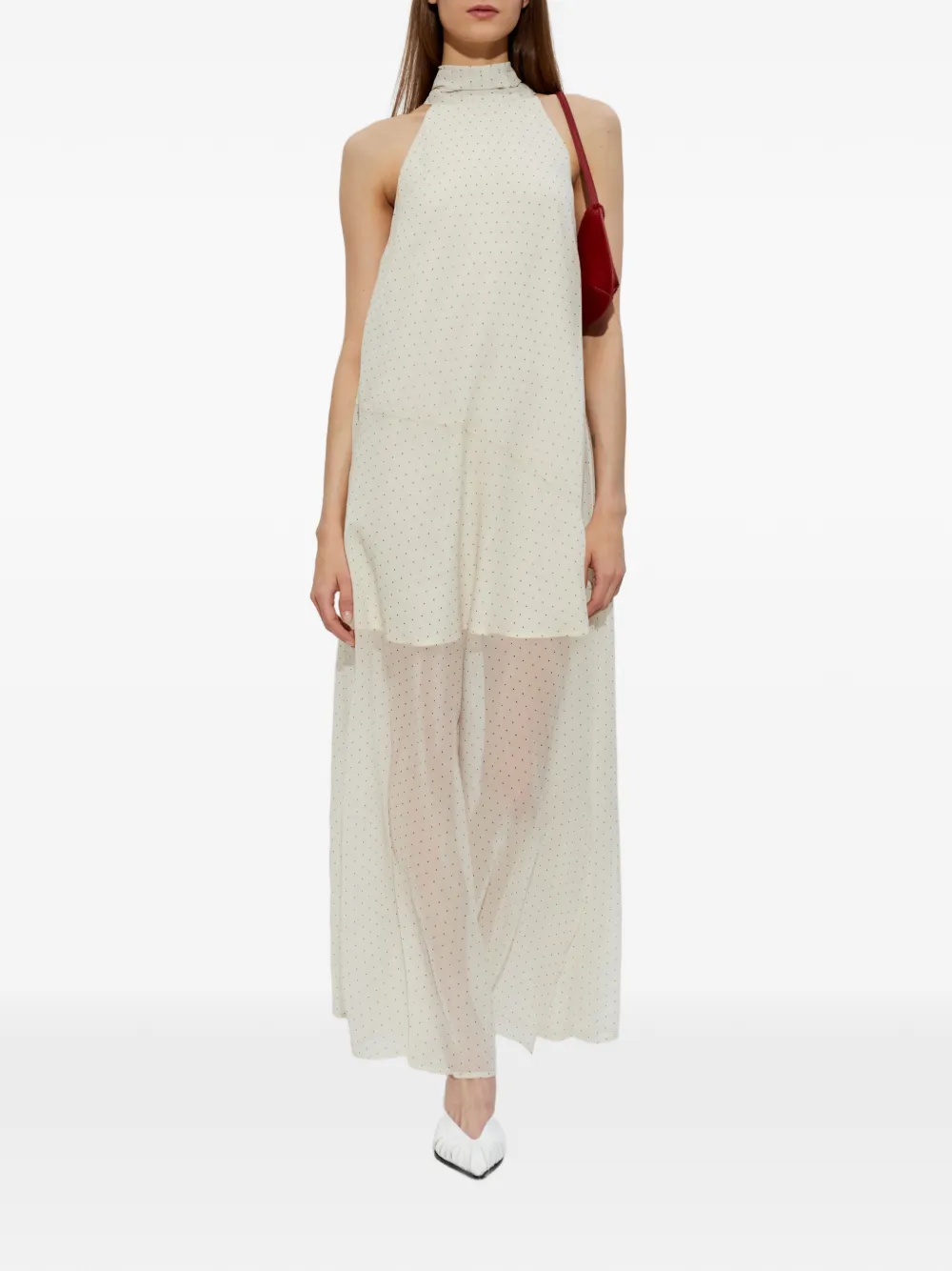 Gestuz Polka-dot Halterneck Dress In White