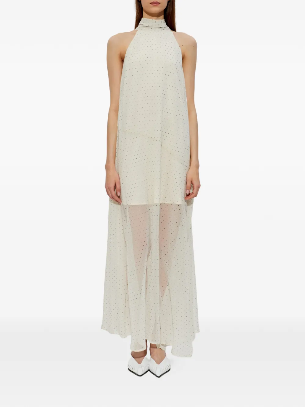 Gestuz Halterjurk met stippen Beige