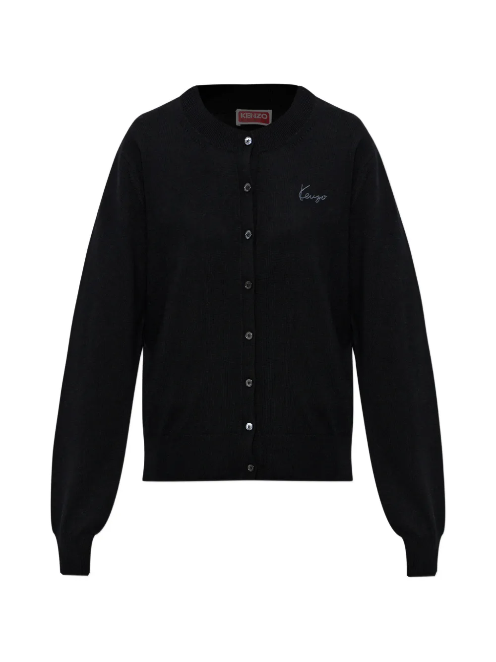 Kenzo Signature logo-embroidered wool cardigan - Nero