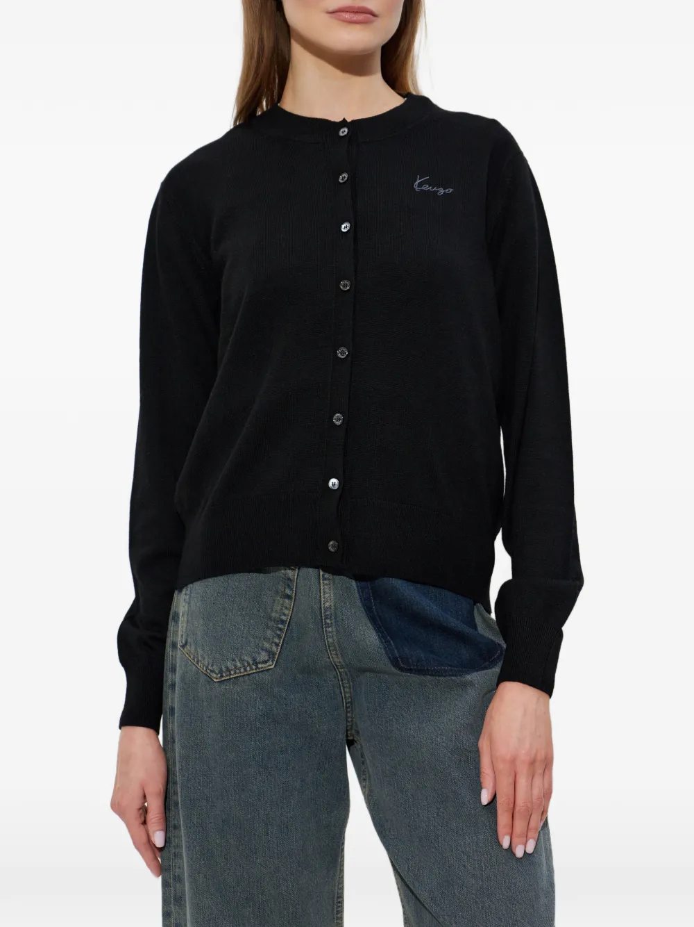 Kenzo Signature wollen vest met geborduurd logo Zwart