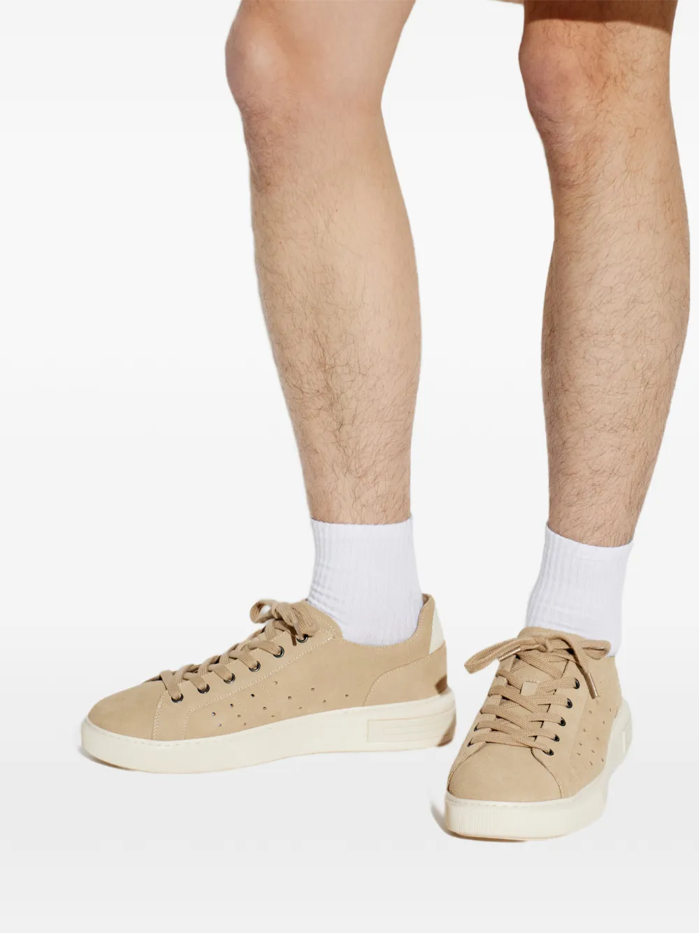 Bally Lift perforated suede sneakers Beige