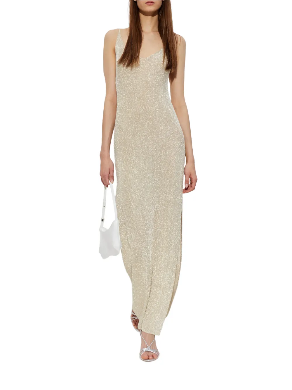 Gestuz Jurk met metallic-effect en zijsplit Goud