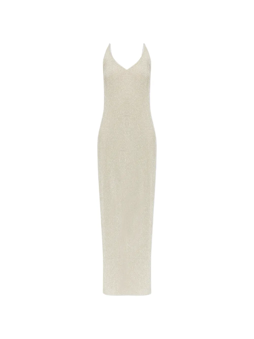 Gestuz Metallic-effect Side-slit Dress In Neutral