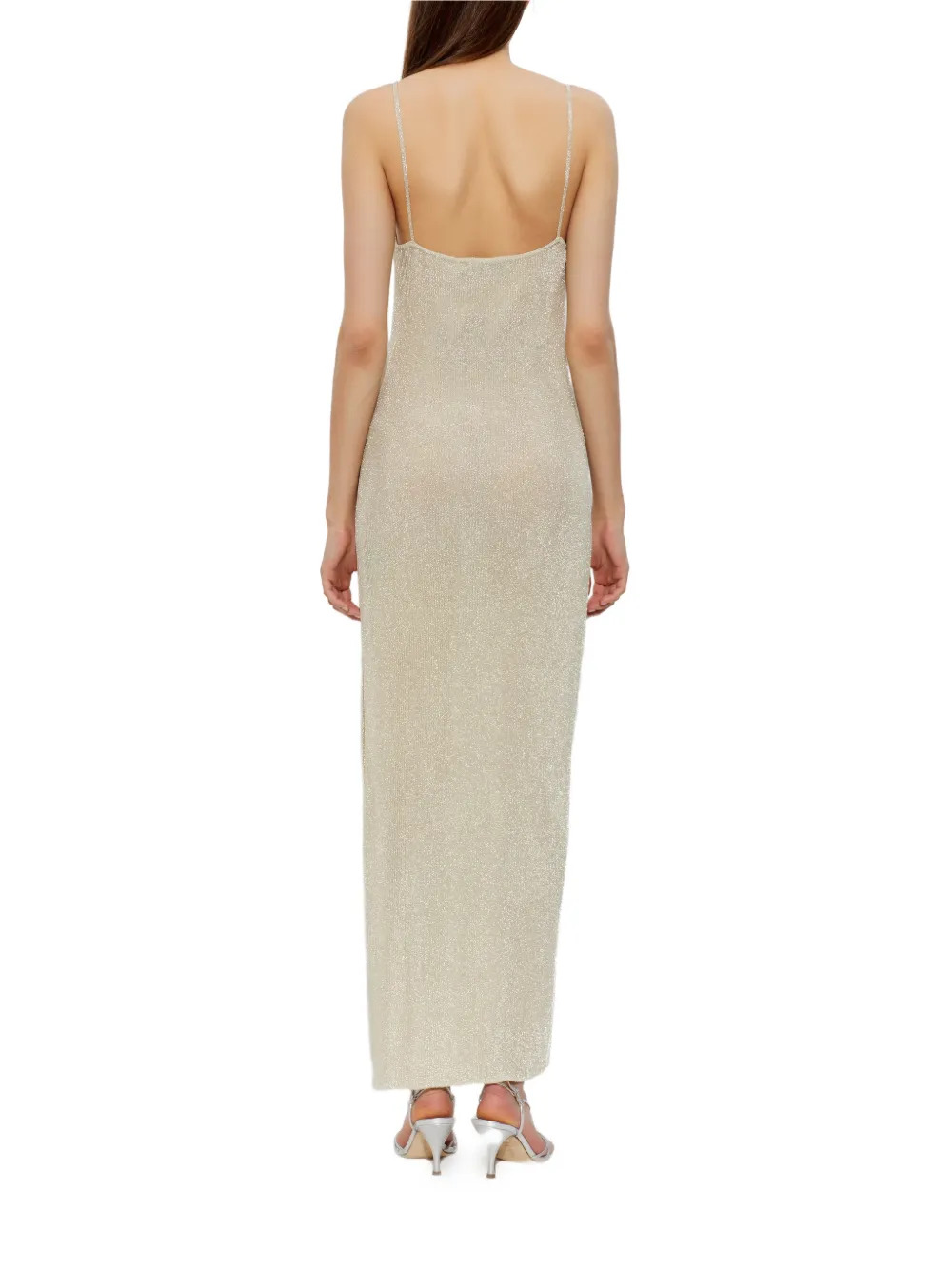 Gestuz Jurk met metallic-effect en zijsplit Goud