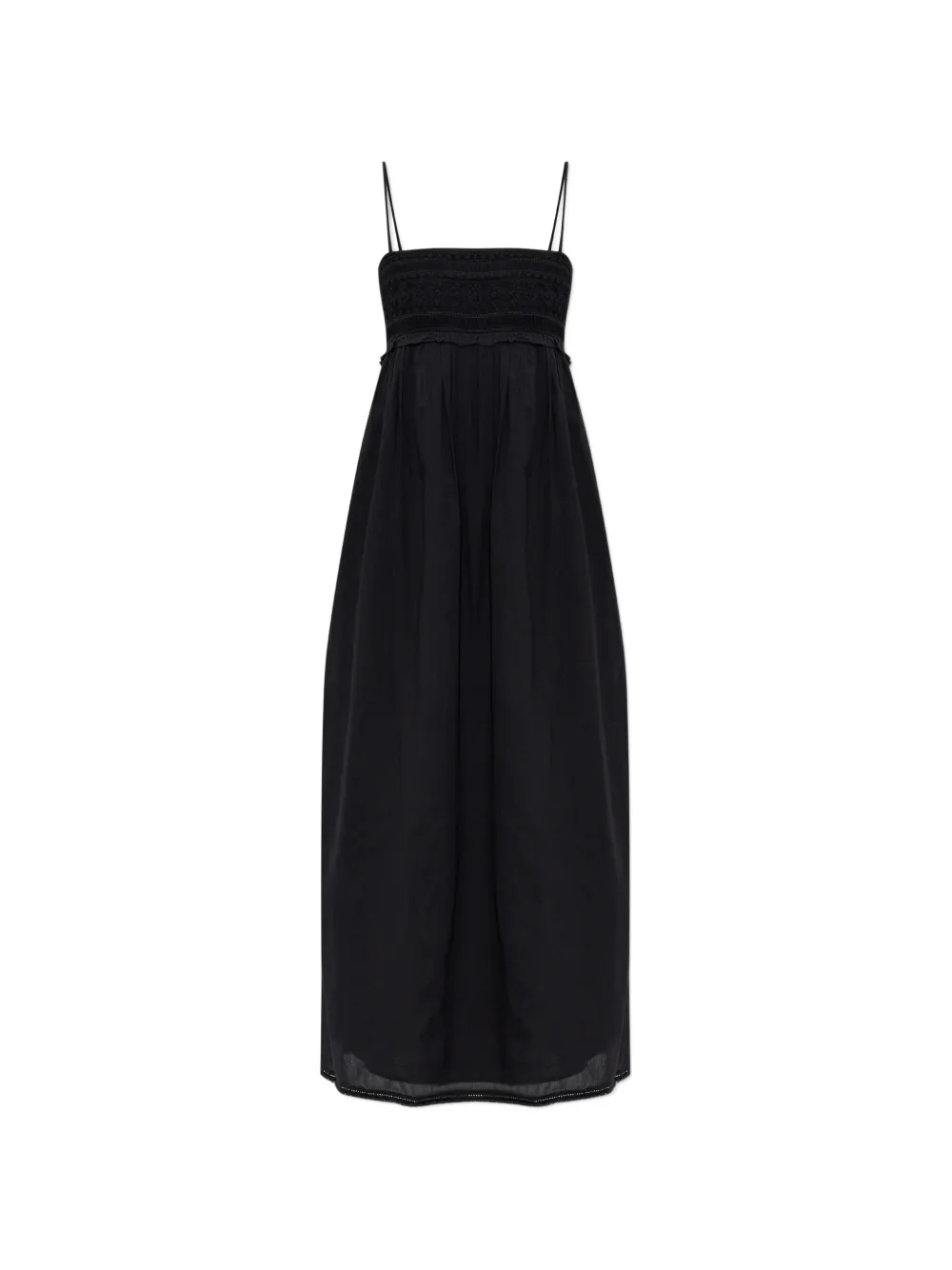 Posse Danielle embroidered ruffled cotton midi dress - Nero