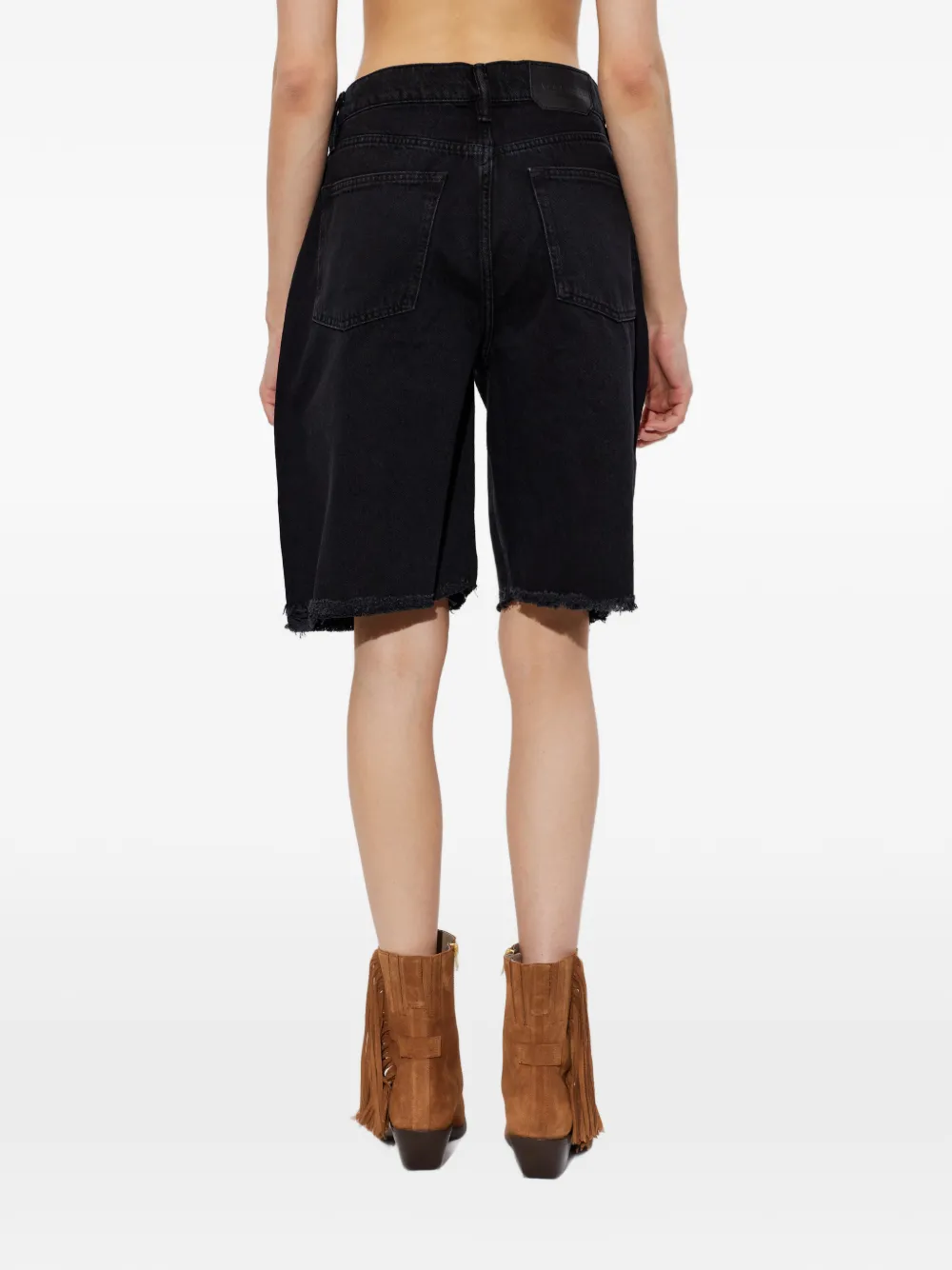 AllSaints Aki gerafelde shorts met gerafelde zoom Zwart